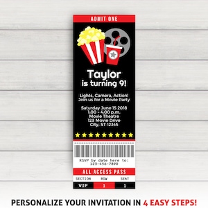 Movie Ticket Birthday Invitation (PDF File)