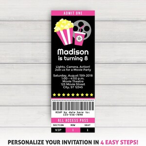 Movie Ticket Birthday Invitation (PDF)