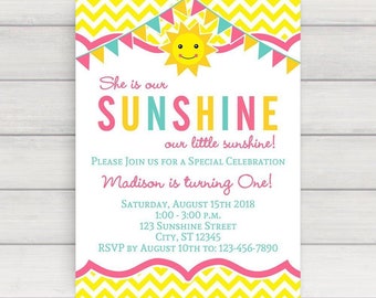 You Are My Sunshine Invitation, You Are My Sunshine Party Invitation, You Are My Sunshine First Birthday Invitation