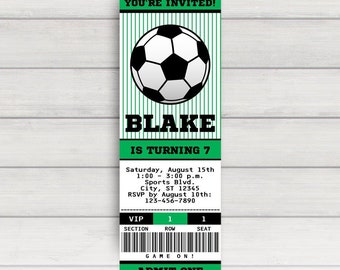 Soccer Ticket Invitation, Soccer Party Invitation, Soccer Birthday Invitation