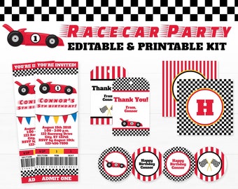 Race Car Party Decorations - Race Car Birthday Party - Printable Racecar Party - INSTANT DOWNLOAD