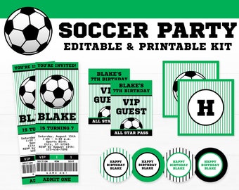 Verjaardagsfeestje voetbalversieringen: afdrukbaar pakket (directe download)