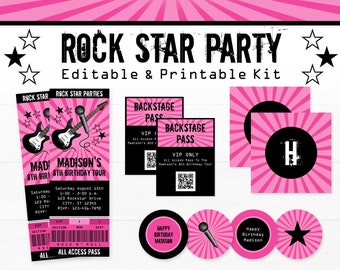 Rock Star Party Decorations - Rockstar Birthday Party - Printable Rock Star Party - INSTANT DOWNLOAD