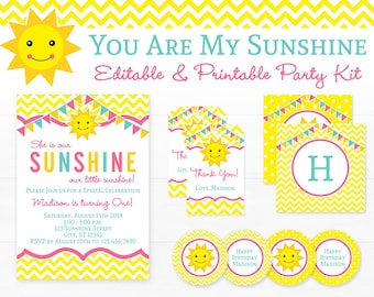 You Are My Sunshine Party Decorations, You Are My Sunshine First Birthday Party, You Are My Sunshine Invitation