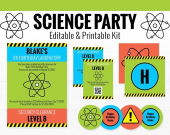 Decoraciones de fiesta de ciencia - Fiesta de cumpleaños de Sience - Fiesta de científico loco imprimible - DESCARGA INSTANTE