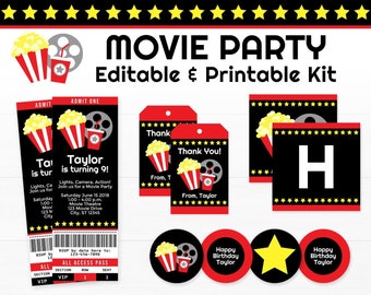 Movie Ticket Invitation. Movie Party Decorations, Movie Birthday Party Supplies