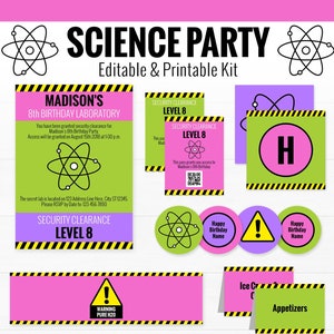 Girl Science Party Decorations - Girl Science Birthday Party - Printable Girls Science Party - INSTANT DOWNLOAD