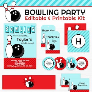 Bowling Party Decorations Bowling Birthday Party Printable Bowling Party INSTANT DOWNLOAD image 1