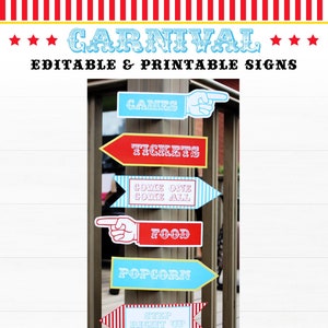 Circus Party Signs, Carnival Party Signs, Circus Direction Signs, Carnival Direction Signs image 1