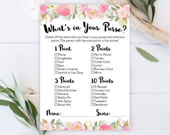 Bridal Shower Game - What's In Your Purse