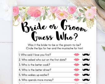 Braut oder Bräutigam Spiel: He Said She Said Bridal Shower (Druckbare PDF)