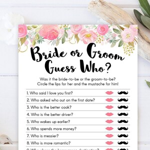 Bride or Groom Game, Bridal Shower Game, He Said She Said Game