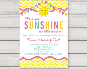 You Are My Sunshine Birthday Invitation Etsy