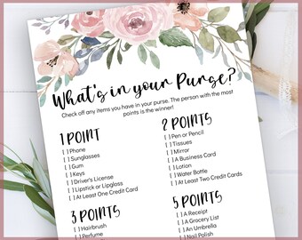 What’s in your Purse Bridal Shower Game - Instant Download Party Printable with Editable Text in Corjl
