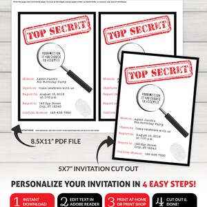 Spy Invitation, Spy Party Invitation, Spy Birthday Invitation image 2