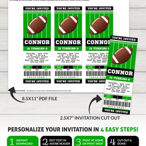 Football Invitation, Football Party Invitation, Football Birthday Invitation, Football Ticket Invitation image 2