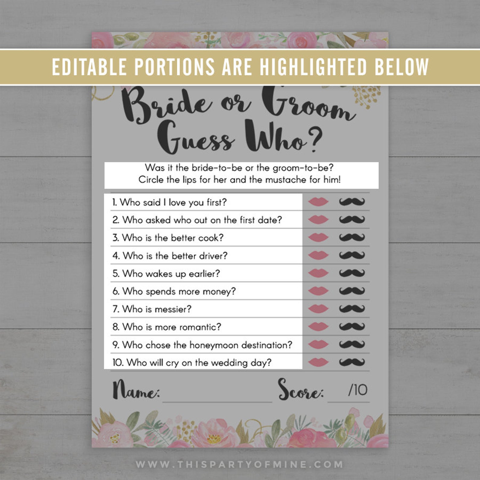 Bride or Groom Game Bridal Shower Game He Said She Said Game Etsy Canada