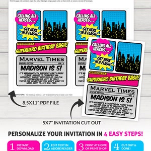 Girl Superhero Invitation, Girl Superhero Party Invitation, Girl Superhero Birthday Invitation image 2