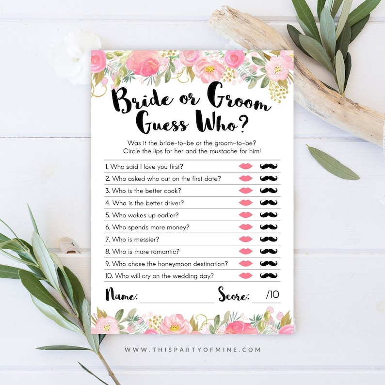 Bride or Groom Game Bridal Shower Game He Said She Said Game Etsy Canada