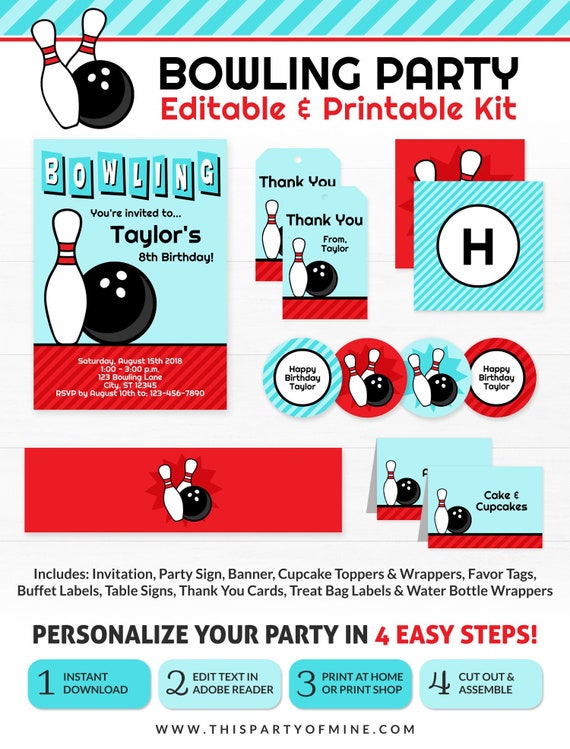 Bowling Party Decorations Bowling Birthday Party Printable Bowling