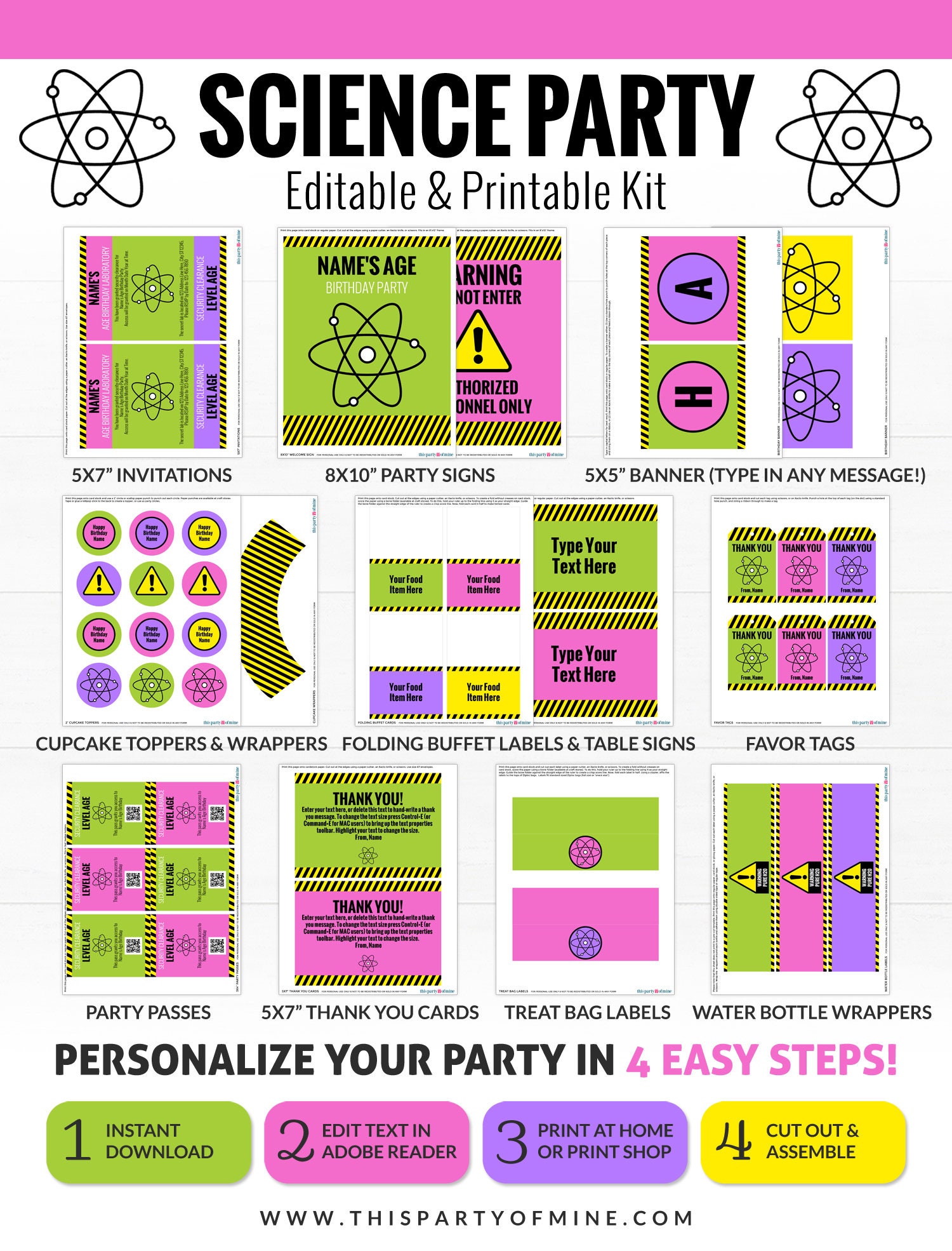 Girl Science Party Decorations Girl Science Birthday Party Etsy