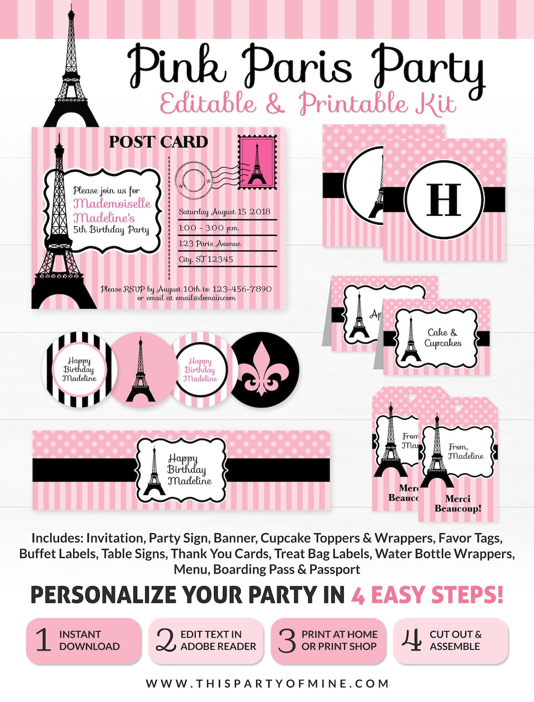 Paris Party Decorations - Paris Birthday Party - Printable Paris Party ...