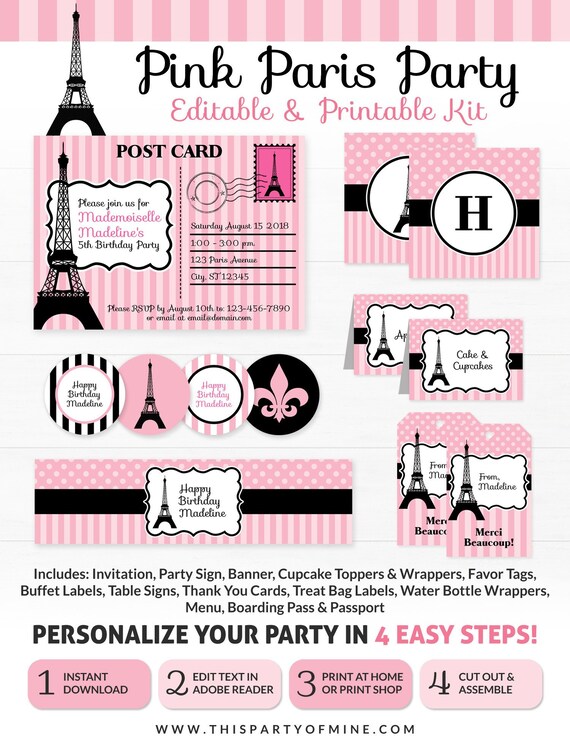 Paris Party Decorations Paris Birthday Party Printable Paris