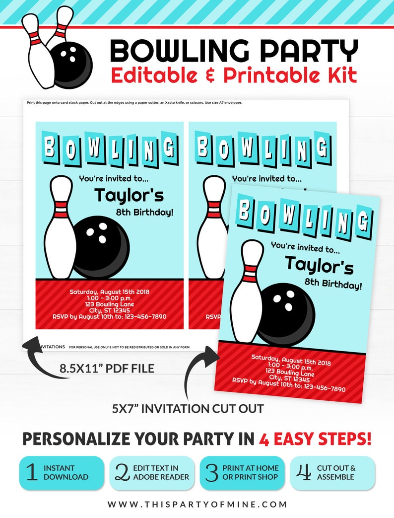 Bowling Party Decorations Bowling Birthday Party Printable Bowling Party INSTANT DOWNLOAD image 3