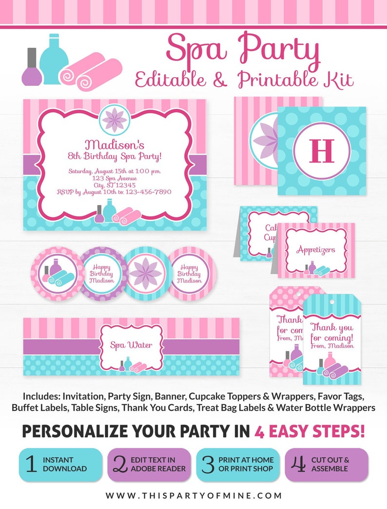 Spa Celebration Decorations - Spa Birthday Get together - Printable Spa Bash - Quick Down load photograph relating to Spa Party Printable titled Spa Bash Decorations - Spa Birthday Social gathering - Printable Spa Occasion - Instantaneous Obtain