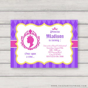 Pink Princess Invitation PRINTABLE Princess Birthday Party Invitation INSTANT DOWNLOAD with Editable Text