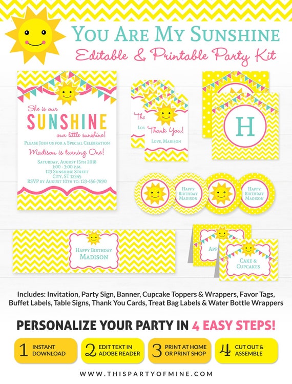You Are My Sunshine Party Decorations You Are My Sunshine First