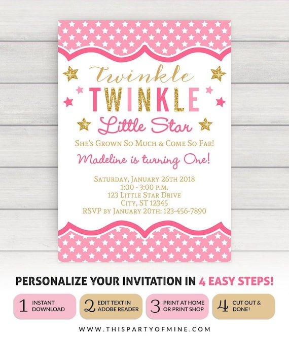 twinkle twinkle little star invitation free