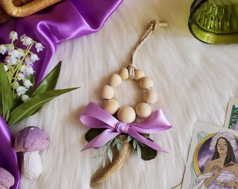 Deer Antler Floral Ostara Beaded Wreath Ornament | Spring Equinox | Green Goddess | Pagan Witch | Atlar Decor