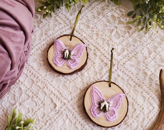 Coyote Tooth Fairy Ornament | Pink Butterfly | Swamp | Faerie | Yule | Pagan Witch | Atlar Decor | Southern Gothic