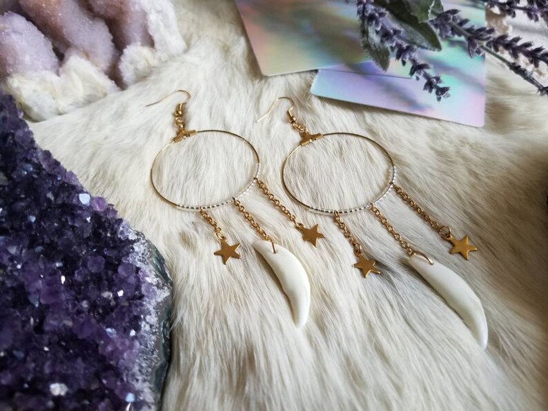 Starry Coyote Fang Hoop Earrings Maera