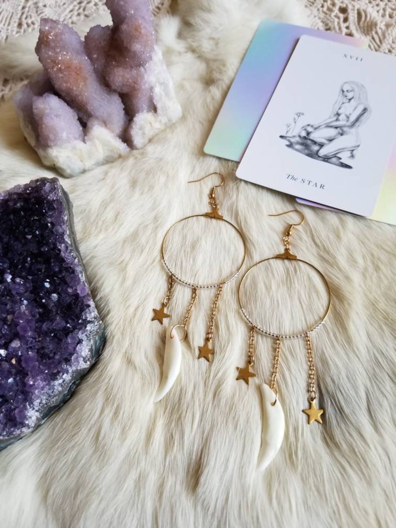 Starry Coyote Fang Hoop Earrings Maera