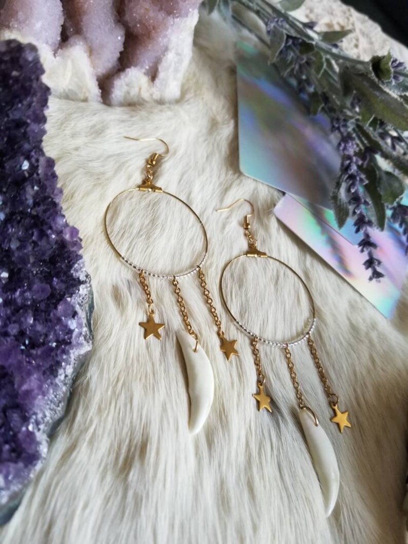 Starry Coyote Fang Hoop Earrings Maera