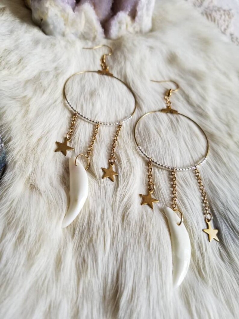 Starry Coyote Fang Hoop Earrings Maera