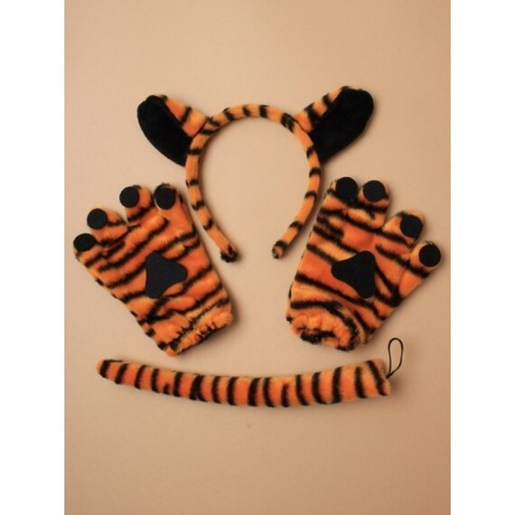 kids children fancy dress costume accessory TIGER EARS HEADBAND TAIL SET
