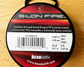 S-Lon Fire Beading thread, 8lb x 0.007inches/0.18 mm x 50yards/45.8m in Black from the Beadsmith®