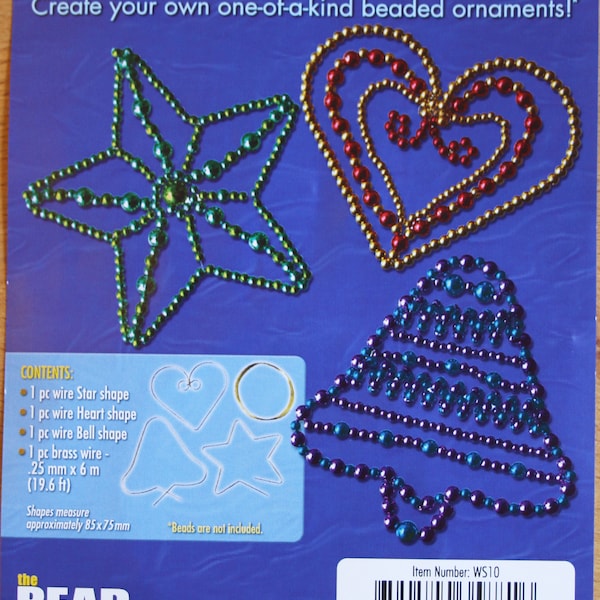 Holiday Wire Form Shapes - One Star, One Bell and One Heart with a Length of Wire from the Beadsmith®