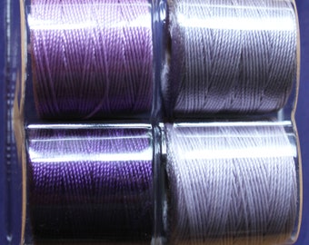 Cordón S-Lon Lila Mixto - The Beadsmith® - Paquete de cuatro