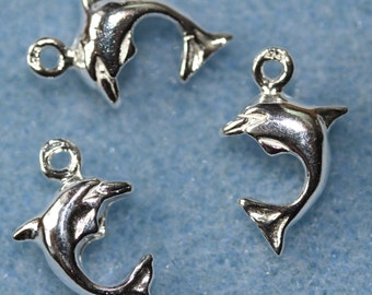 Sterling Silver Dolphin Charm - Sold in Packs of Two and Three - Just In