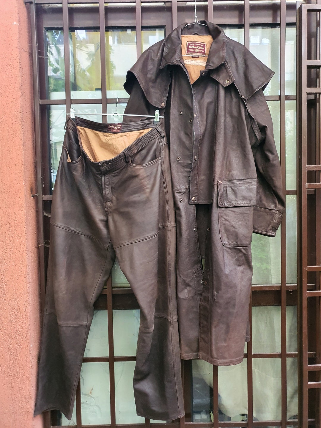 Marlboro Classics ロングコート EU50 Vintage Marlboro Classic Leather Riding Coat & Pants, XXX Large - Etsy