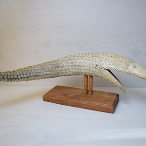 Vintage Handmade Horn Bone Fish Figurine Prehistoric Creature Shelf Decoration