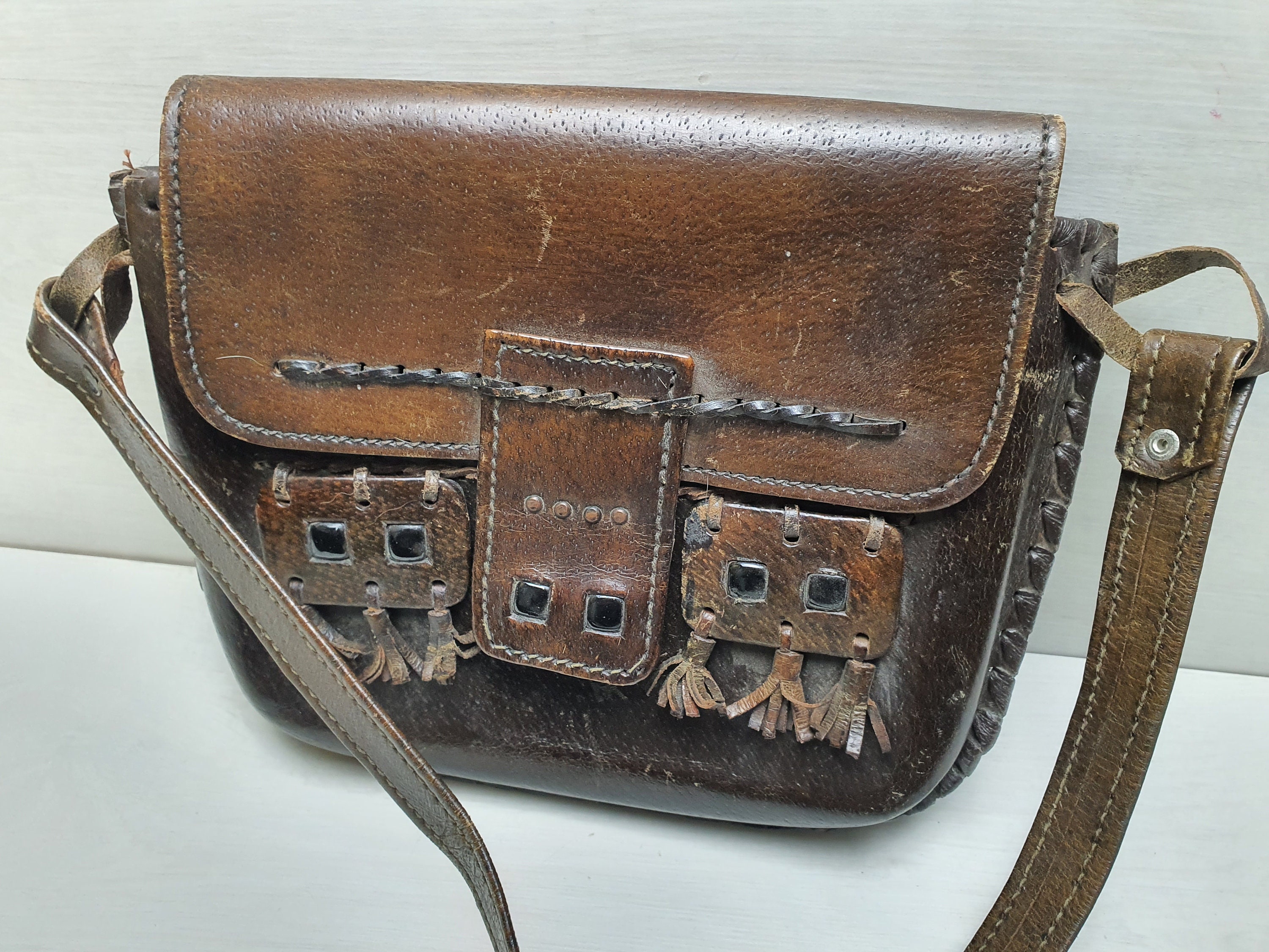 Vintage Mulberry Bag Messenger Bag Brown Genuine Leather 