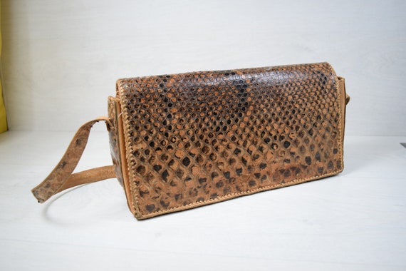 Vintage Genuine Handmade Leather Snakeskin Womens… - image 3