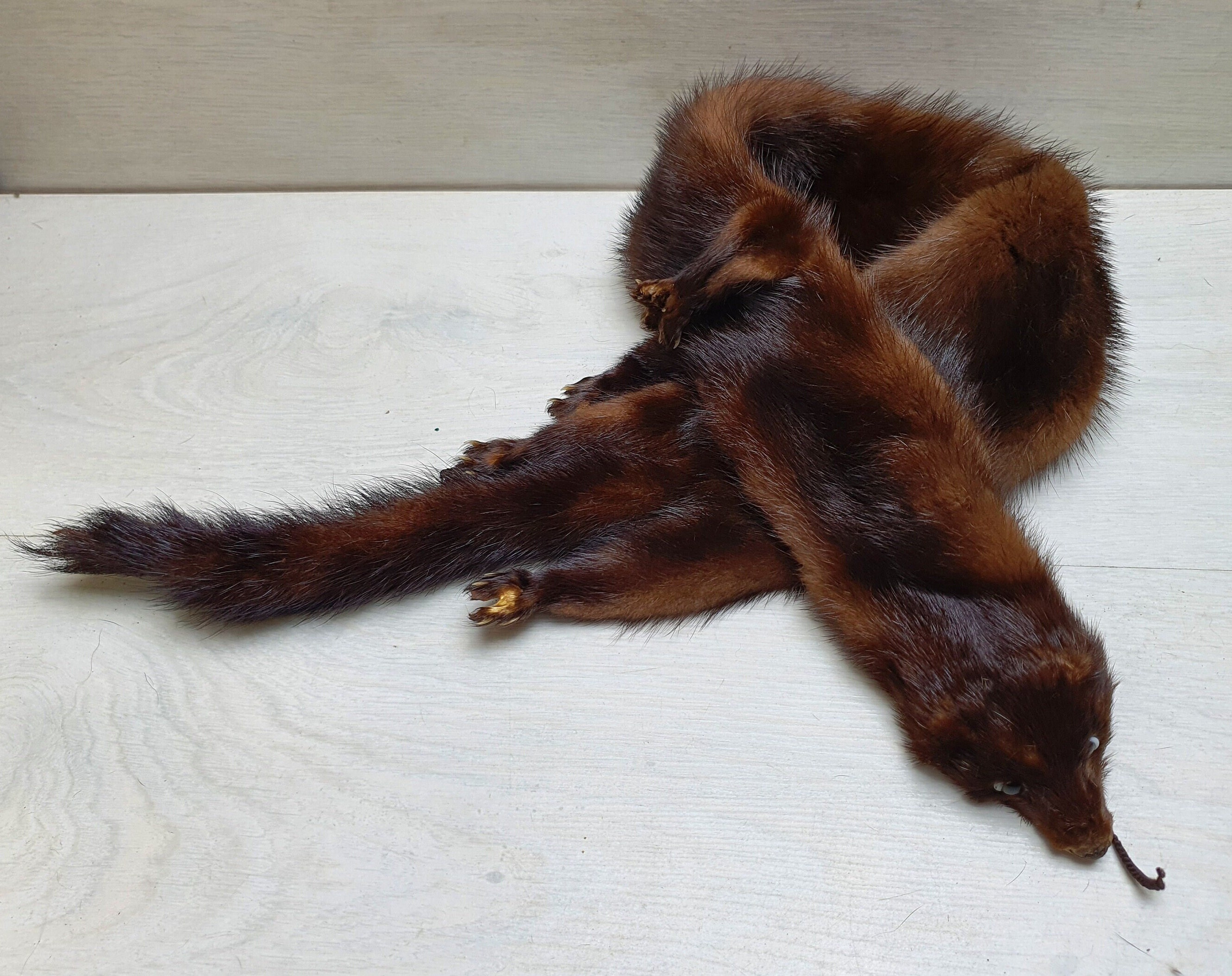 Vintage Full Size Gray Mink Fur Scarf Drape Stole Wrap Collar