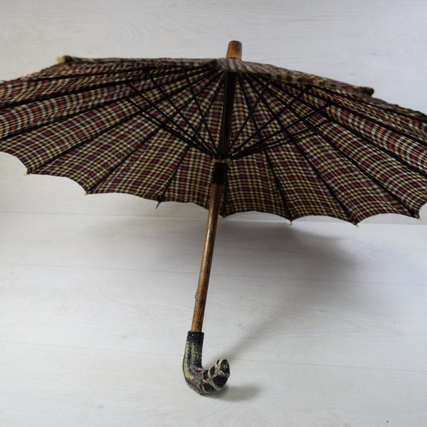 Vintage Handmade Collectible Sun Umbrella Mini Umbrella Ladies Folding Parasol Photo Prop, Theatre Movie Prop Sun Shade