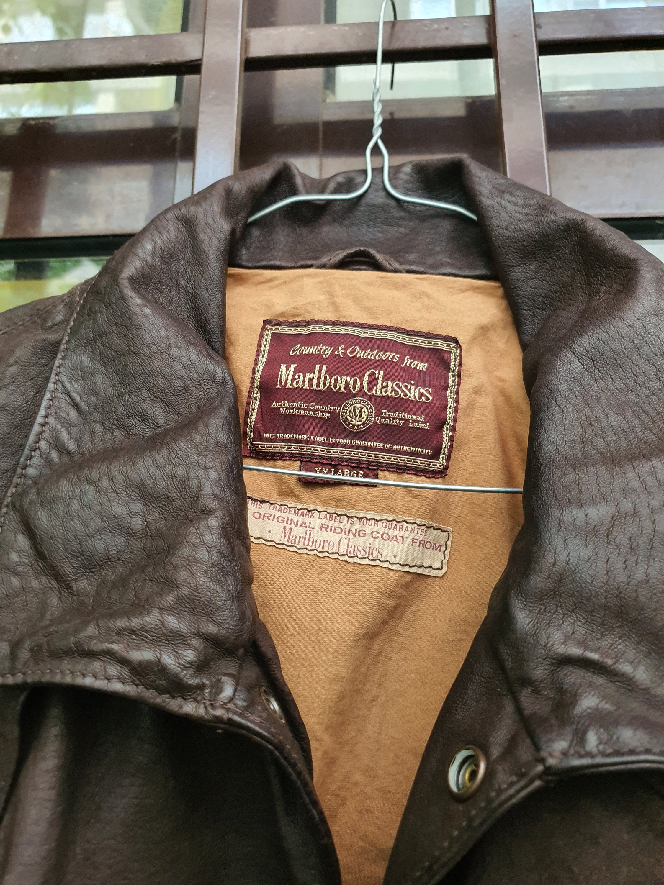 Marlboro Classics ロングコート EU50 Marlboro Classics Leather Blazer Jacket Vintage Brown Overcoat